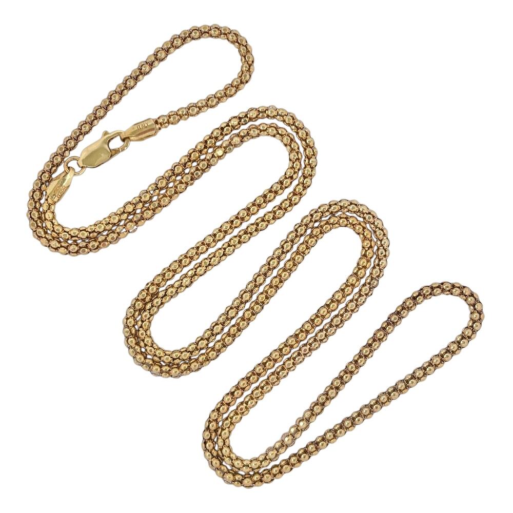 Vintage Italy Gold-Tone Sterling Silver 925 Popcorn Chain Necklace 30"